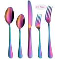 Rainbow Flatware Cutlery Silverware Set 20 Pieces, Stainless Steel Colorful Utensils, Tableware Set Service for 4, Include Knife/Fork/Spoon, Reusable, Mirror Polished, Dishwasher Safe