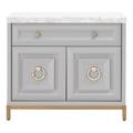 Azure Carrera Media Chest in Dove Gray, White Carrera Marble, Brushed Gold - Essentials For Living 6154.DGR-BGLD/WHT