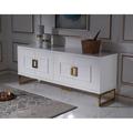 VIG Furniture Truro White High Gloss & Champagne Gold Buffet Wood in Brown/White | 32 H x 79 W x 20 D in | Wayfair VGVCG9111-WHT-BUF-1