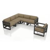 AllModern Smith 94" Wide Outdoor Left Hand Facing Patio Sectional Metal/Rust - Resistant Metal in Gray/Brown | 33 H x 94 W x 94 D in | Wayfair