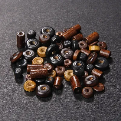 Perles en bois naturel 10-20g rondes et plates cylindre carré perles de prière en bois pour