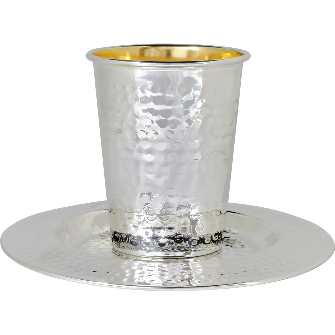 Silver Kiddush Cup Set with Hammered Design Perfect for Jewish Traditions and Gift Giving