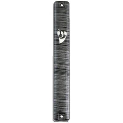 Plastic Mezuzah 3D Metal Painted - Gray Stripes 15 Cm