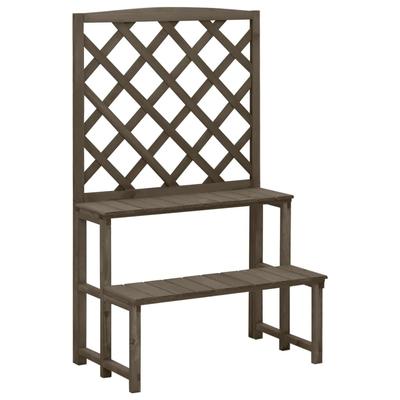 vidaXL Plant Stand with Trellis Gray 27.5"x16.5"x45.2" Solid Fir Wood