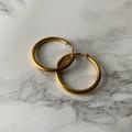 Free People Jewelry | Free People 18k Gold Plated Silver Hoops Earrings | Color: Gold/Silver | Size: Os