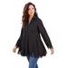 Plus Size Women's Embroidered Fit-and-Flare Tunic by Roaman's in Black (Size 42 W) Long Shirt Blouse