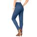 Plus Size Women's Skinny-Leg Comfort Stretch Jean by Denim 24/7 in Medium Stonewash Sanded (Size 44 W) Elastic Waist Jegging
