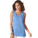 Plus Size Women's Scoopneck Tank by Roaman's in Horizon Blue (Size 6X) Top 100% Cotton Layering A-Shirt