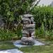 Millwood Pines Kentworth Home 39.37" Outdoor LED Faux Stone Water Fountain in Gray | 39.37 H x 18.11 W x 12.99 D in | Wayfair