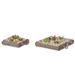 Indoor and Outdoor Set of 2 Brown Vintage Bark Square Wooden Mini Flowerpot Planter