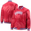 Men's Mitchell & Ness Red Philadelphia 76ers Big Tall Hardwood Classics Raglan Satin Full-Snap Jacket