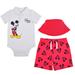 Disney Matching Sets | Disney’s Mickey Mouse Red & White “One Cool Dude” 3 Piece Shorts Set Boy | Color: Red/White | Size: 0-3mb