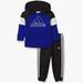 Adidas Matching Sets | Adidas Baby-Boys Blocked Fleec Jacket & Pant Set, Size 9m (New With Tag) | Color: Black/Blue | Size: 9-12mb