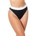 Plus Size Women's Colorblock High Leg Bikini Bottom by Swimsuits For All in Black White (Size 16)