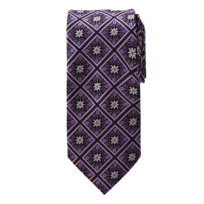 Men's Big & Tall KS Signature Extra Long Classic Fancy Tie by KS Signature in Plum Medallion Necktie