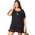 Plus Size Women's Courtney Tassel Tunic by Swimsuits For All in Black (Size 14/16)