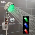 Z & L HOLED-Pommeau de douche avec bouton d'arrêt capteur de température de pluie ions négatifs