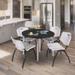 Kahlo 42" Round Breakroom Table- Ash Grey/ Chrome & 4 'M' Stack Chairs- Black