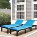 2PCS Patio Rattan Lounge Chair Chaise Recliner Back Adjustable