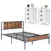 Taomika 3-pieces Bed Frame with Wood Headboard and 3-Drawer Nightstands Set