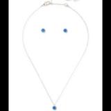 Kate Spade Jewelry | Kate Spade New York Colored Crystal Pendant Necklace & Stud Earrings Set Nwt | Color: Blue/Silver | Size: Os