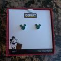 Disney Accessories | Disney Mickey Mouse Emerald Silver Plated Earrings | Color: Green | Size: Earrings No Size