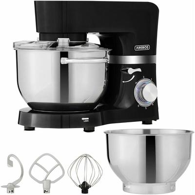 Arebos - Küchenmaschine 1500W Schwarz Knetmaschine mit 2x Edelstahl-Rührschüsseln 4,5 & 5,5L Image