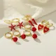 CANNER-Boucles d'oreilles créoles en émail rouge pour femmes bijoux de mariage étoile fruit