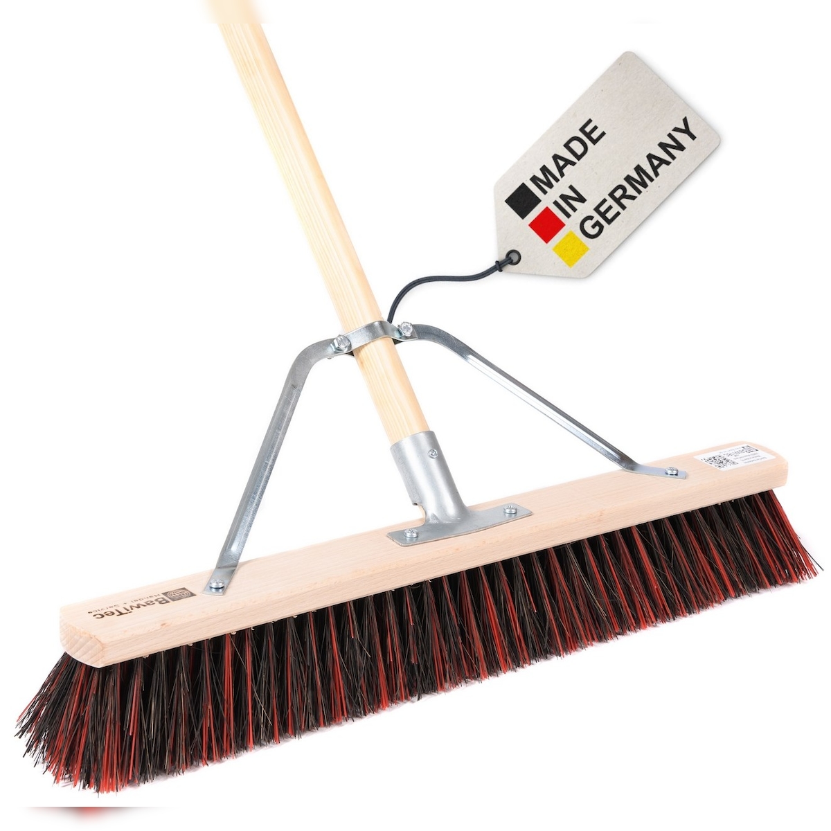 Stabiler Profi Straßenbesen 100cm Breit mit Metall-Stielstabilisator Verstärkung mit Holzstiel 140cm Lang Stiel Arenga-Mix Besen Kehrbesen Image