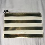 Kate Spade Office | Kate Spade White And Gold Striped Pencil Case | Color: Gold/White | Size: Os