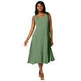Plus Size Women's Button-Down Gauze Maxi by Jessica London in Olive Drab (Size 16 W)
