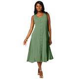 Plus Size Women's Button-Down Gauze Maxi by Jessica London in Olive Drab (Size 14 W)