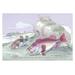 Buyenlarge Armed Bull Head or POFge & Norway Haddock by Robert Hamilton Painting Print in Indigo/Pink | 24 H x 36 W x 1.5 D in | Wayfair