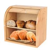 Latitude Run® Arazia High-Quality Bamboo Double-Layer Large-Capacity Bread Box Wood in Brown | 14.5 H x 15 W x 9.8 D in | Wayfair