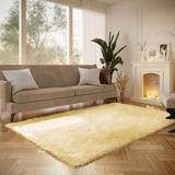 Yellow 96 x 60 x 2.5 in Area Rug - Everly Quinn Area Rug, Soft Sheepskin Area Rug, Handmade Soft Fluffy Rugs, 2' X 3' Indoor Plush Rugs, Bedroom Area Rug | Wayfair