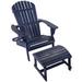 Rosecliff Heights Colyn Solid Wood Adirondack Chair w/ Ottoman Wood in Blue | 26 H x 33 W x 32 D in | Wayfair 7463BBE872704370873D4BBCDB9D153D