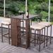 Latitude Run® 5 Pieces Outdoor Wicker Bar Table Set w/ Stools Glass/Wicker/Rattan in Brown/Gray | 40 H x 24 W x 40 D in | Wayfair