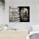 Trinx A Wolf & The Moon - If Your Path Demands You To Walk Through Hell Walk As If You Own The Place | 11 H x 14 W x 2 D in | Wayfair