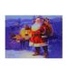 LED Santa Claus w/ Reindeer Christmas Canvas Wall Art 11.75" x 15.75"