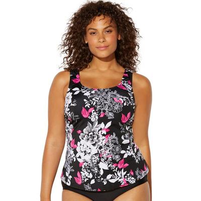 Plus Size Women's Classic Tankini Top by Swimsuits For All in Garden Rose (Size 32)