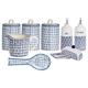 Nicola Spring 8 Piece Hand-Printed Kitchen Essentials Set - Porcelain Storage Canisters Measuring Jug Spoon Rest - Navy