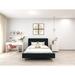 Wade Logan® Eriksay Low Profile Upholstered Platform Bed w/ Wingback Headboard Linen in Gray/Black | Queen | Wayfair