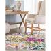 Green/Pink 84 x 0.5 in Area Rug - Andover Mills™ Holle Floral Teal/Yellow/Purple/Pink Area Rug | 84 W x 0.5 D in | Wayfair