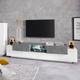 Meuble tv salon 3 placards 220cm blanc et ardoise New Coro Low l