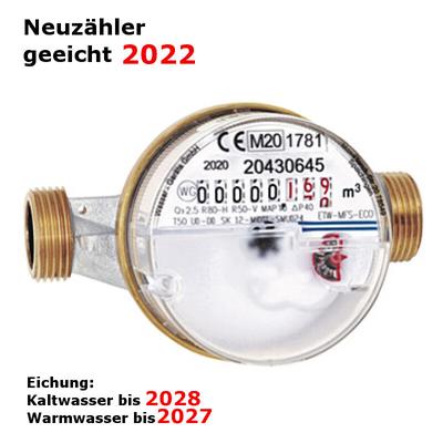 Wasserzähler 2022 Kaltwasser 3/4' (1' ag) x 130mm