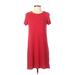 Pink Rose Casual Dress - Shift: Red Print Dresses - Women's Size Small