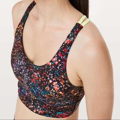 Lululemon Athletica Tops | Lululemon Floral Energy Longline Bra | Color: Black/Yellow | Size: 4