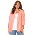 Plus Size Women's Windowpane Buttonfront Shirt by Catherines in Sweet Coral (Size 1X)