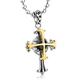Cross Pendant Necklace for Men Boys Cool Girl - 18K Gold Plated + 2.55 carats Facet Nature Onyx Stone, Quality Cross Pendant on Ball Chain, 20-24inch,Nice Box