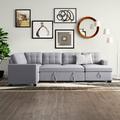 Gray Sectional - Mercury Row® Reagle 115.5" Wide Linen Right Hand Facing Sleeper Large Sectional Linen | 34 H x 115.5 W x 90 D in | Wayfair